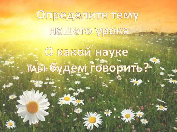 Определите тему нашего урока О какой науке мы будем говорить? 