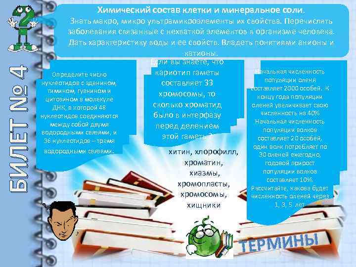 БИЛЕТ № 4 Химический состав клетки и минеральное соли. Знать макро, микро ультрамикроэлементы их