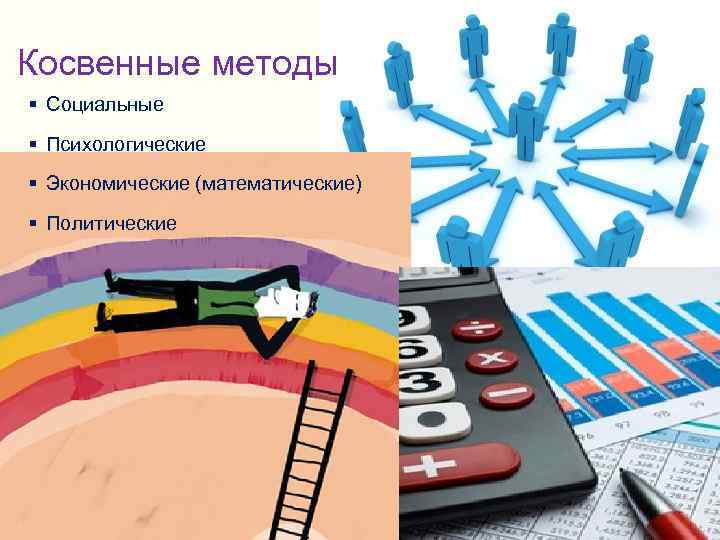 Косвенные методы § Социальные § Психологические § Экономические (математические) § Политические 
