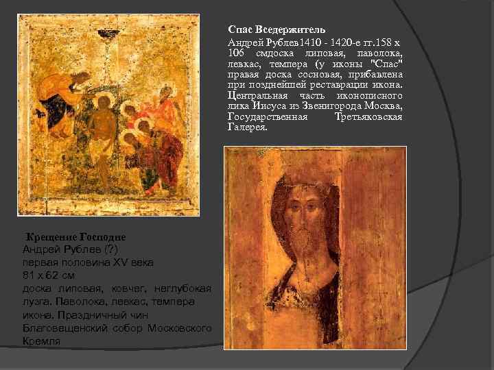 Спас Вседержитель Андрей Рублев 1410 - 1420 -е гг. 158 x 106 смдоска липовая,