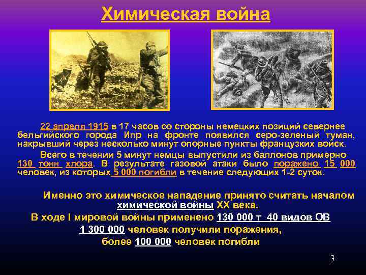 Химическая война 22 апреля 1915 в 17 часов со стороны немецких позиций севернее бельгийского