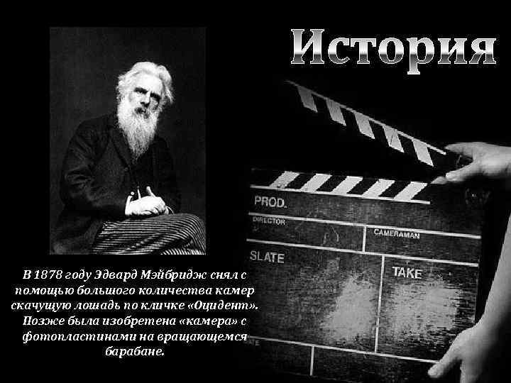 В 1878 году Эдвард Мэйбридж снял с помощью большого количества камер скачущую лошадь по