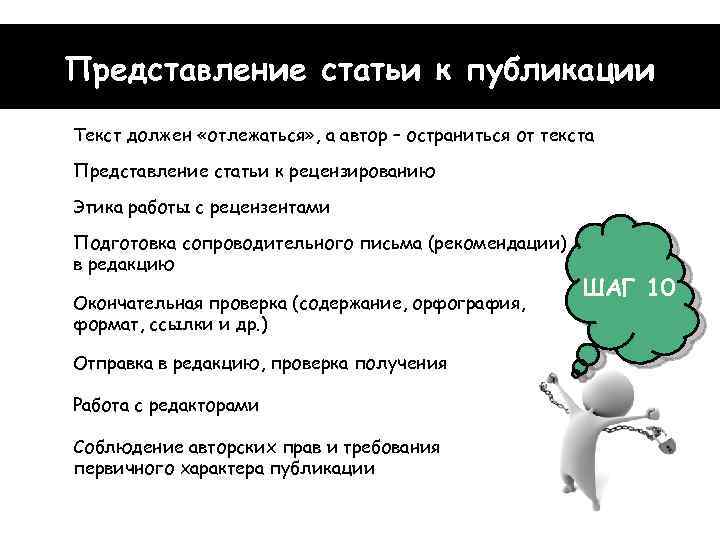 Представление статьи к публикации Текст должен «отлежаться» , а автор – остраниться от текста