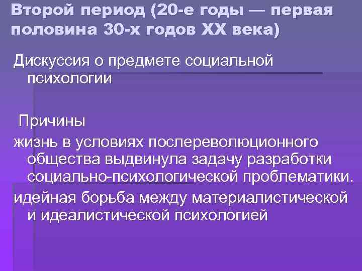 Второй период (20 -е годы — первая половина 30 -х годов XX века) Дискуссия