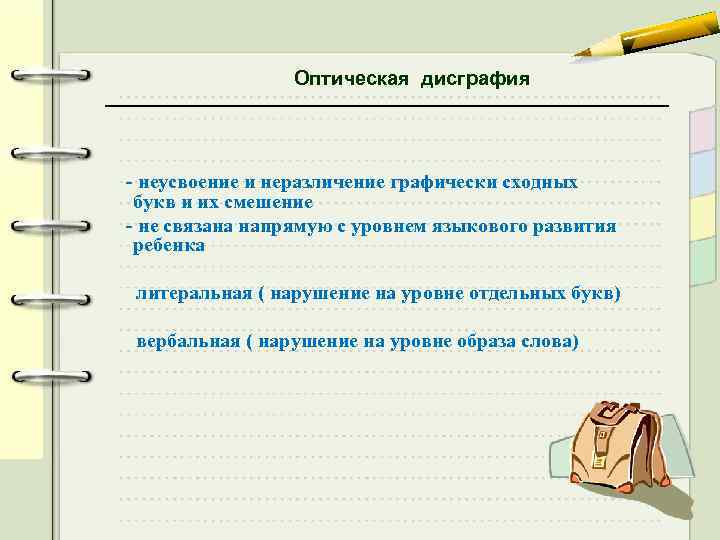 Оптическая дисграфия - неусвоение и неразличение графически сходных букв и их смешение - не