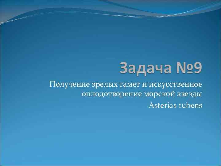 Получение зрелых гамет и искусственное оплодотворение морской звезды Asterias rubens 