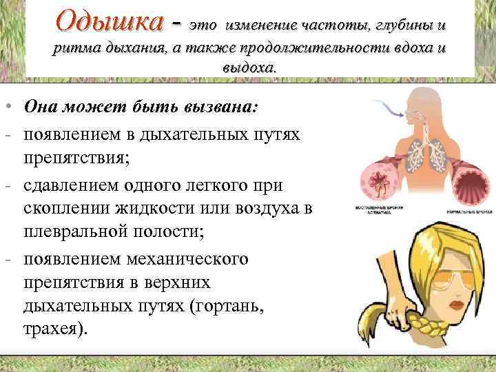 Одышка - это изменение частоты, глубины и ритма дыхания, а также продолжительности вдоха и