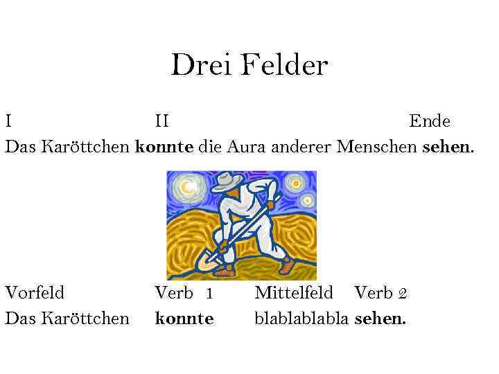 Drei Felder I II Ende Das Karöttchen konnte die Aura anderer Menschen sehen. Vorfeld