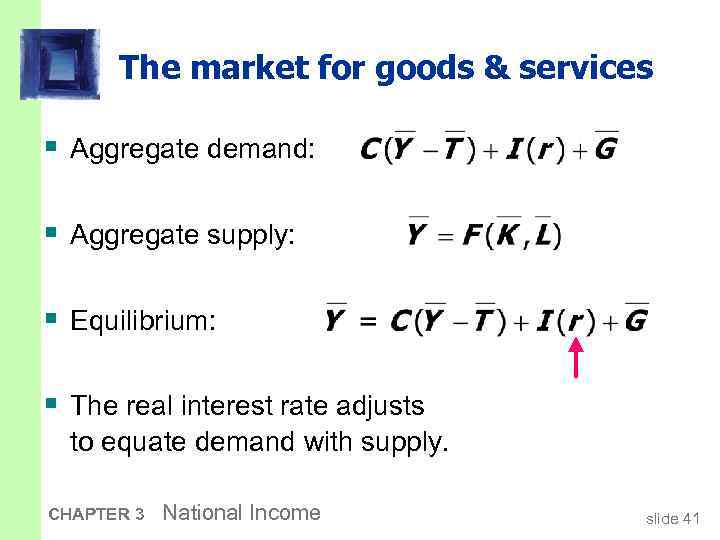 The market for goods & services § Aggregate demand: § Aggregate supply: § Equilibrium: