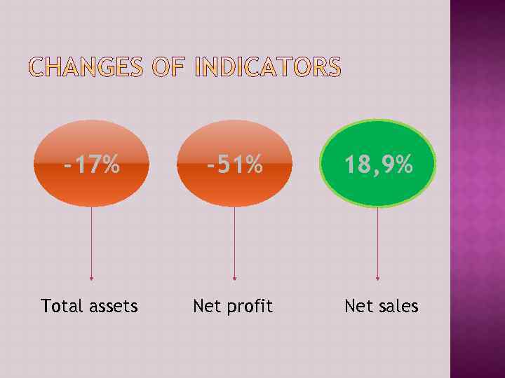 -17% -51% 18, 9% Total assets Net profit Net sales 