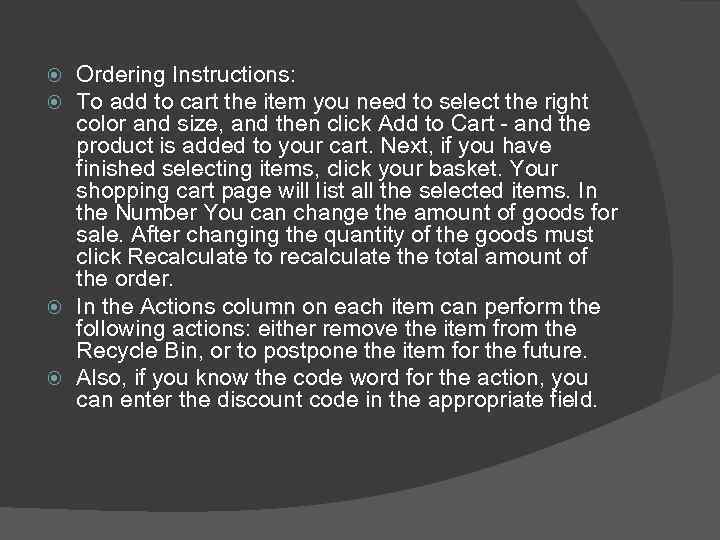 Ordering Instructions: To add to cart the item you need to select the right