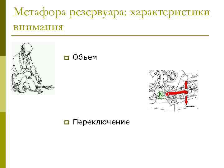 Метафора резервуара: характеристики внимания p Объем p Переключение 