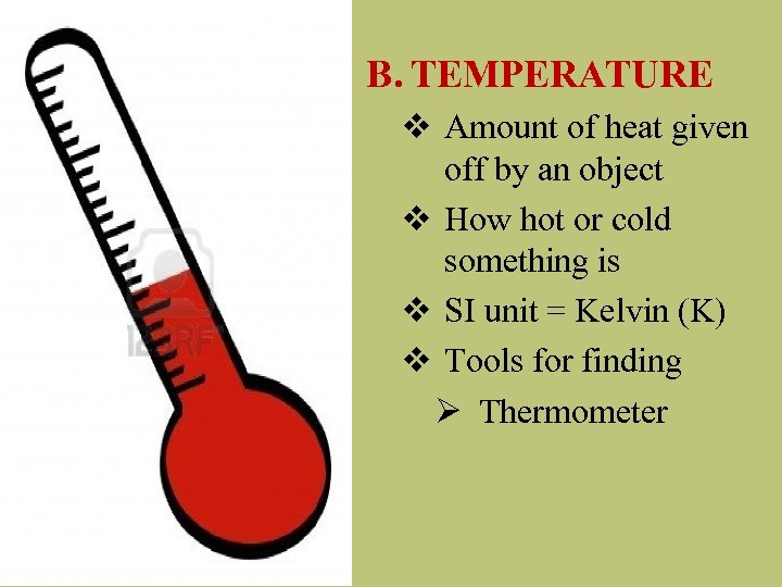 B. TEMPERATURE v Amount of heat given off by an object v How hot