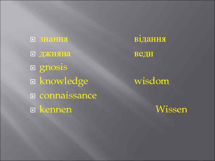  знання джняна gnosis knowledge connaissance kennen відання веди wisdom Wissen 