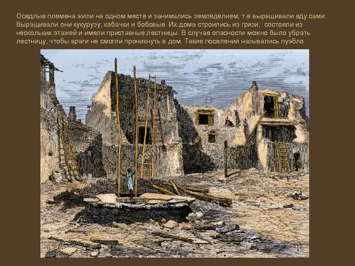 Оседлые племена жили на одном месте и занимались земледелием, т. е выращивали еду сами.