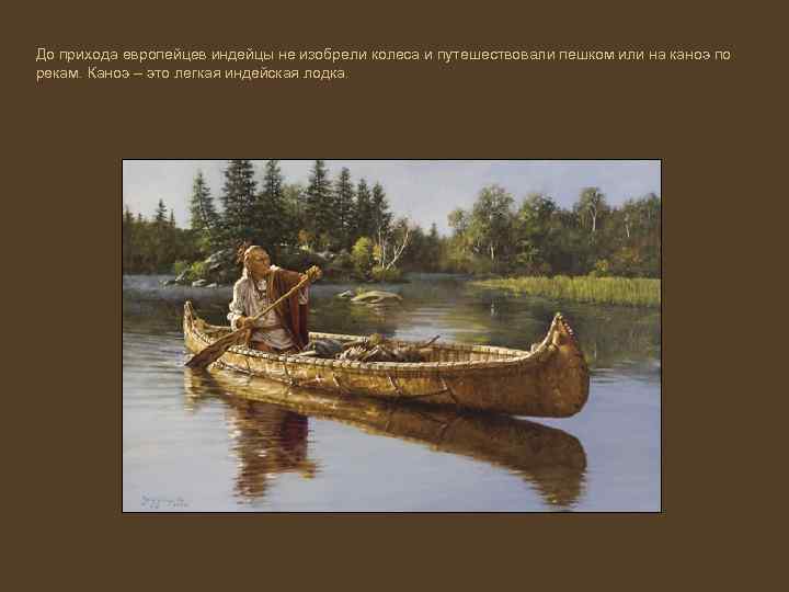 До прихода европейцев индейцы не изобрели колеса и путешествовали пешком или на каноэ по