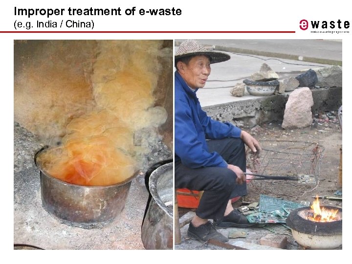 Improper treatment of e-waste (e. g. India / China) 