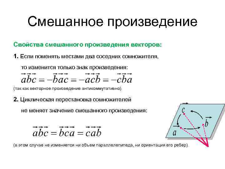 Что такое смешанное произведение векторов