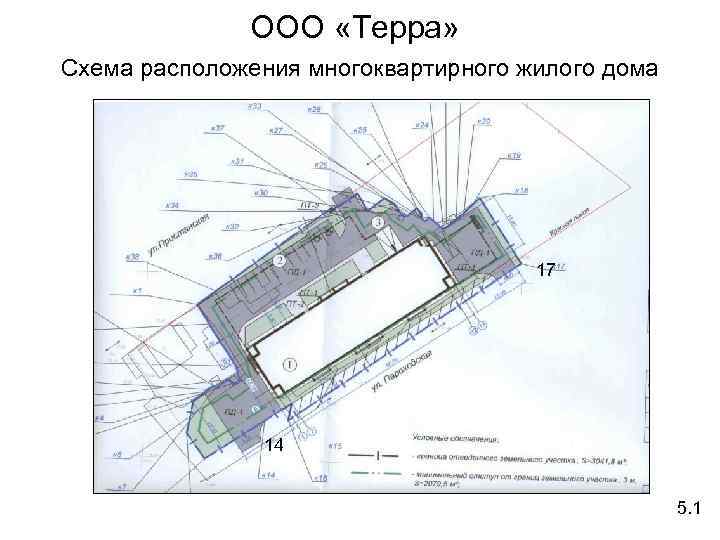 ООО «Терра» Схема расположения многоквартирного жилого дома 17 14 5. 1 