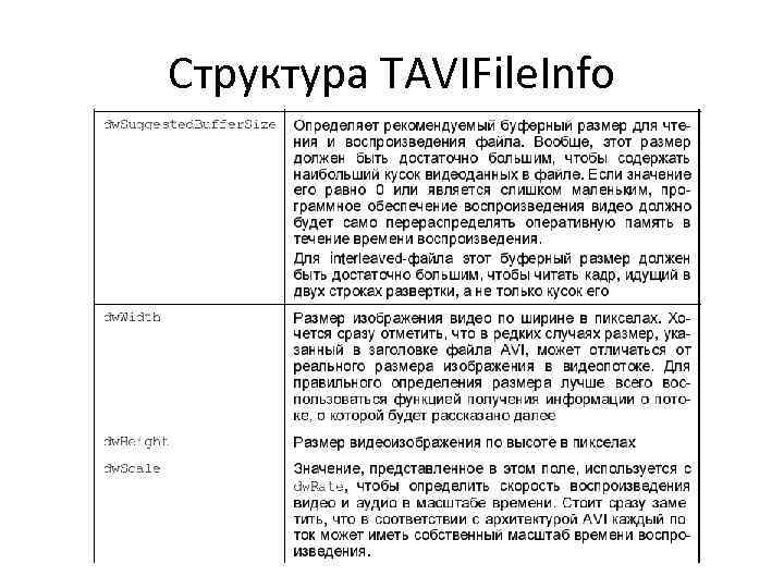 Структура TAVIFile. Info 