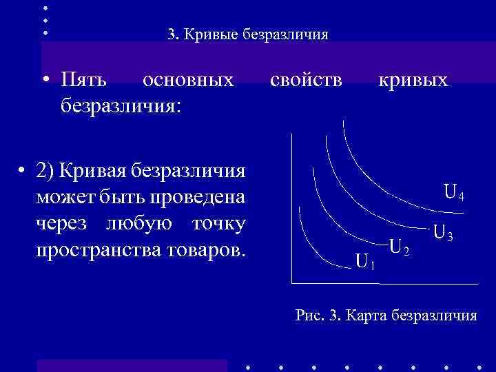 3. Кривые безразличия • Пять основных безразличия: свойств кривых • 2) Кривая безразличия может