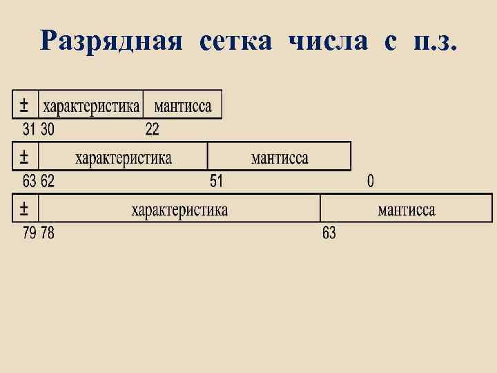 Разрядная сетка числа с п. з. 