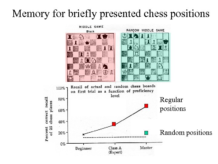 Memory for briefly presented chess positions Regular positions Random positions 