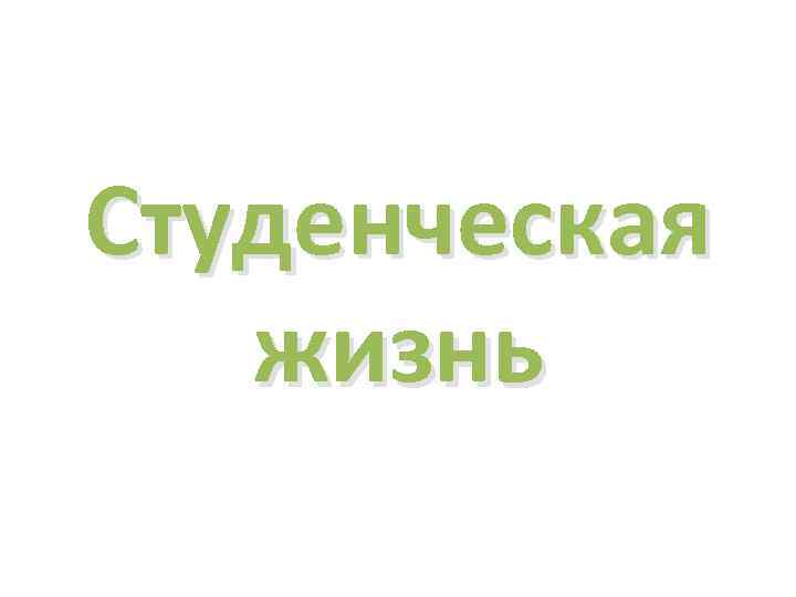 Студенческая жизнь 