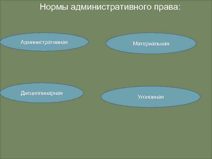 Нормы административного права: Административная Дисциплинарная Материальная Уголовная 