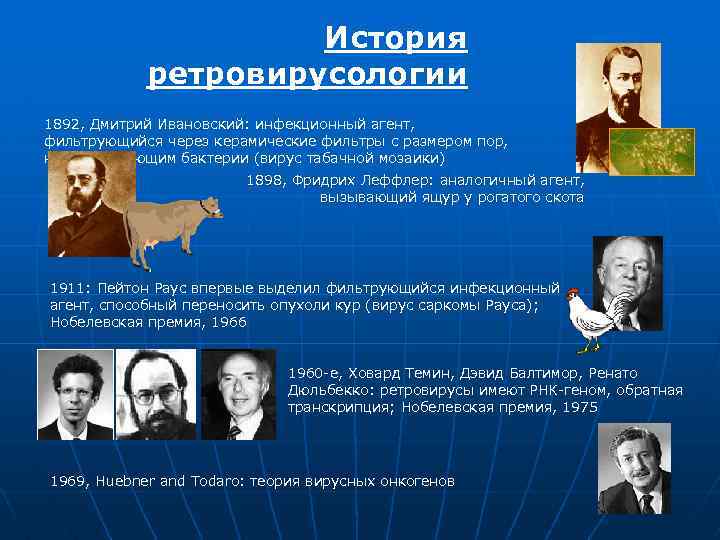 История ретровирусологии 1892, Дмитрий Ивановский: инфекционный агент, фильтрующийся через керамические фильтры с размером пор,