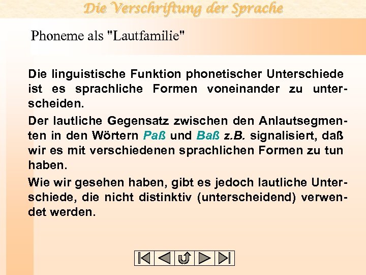 Die Verschriftung der Sprache Phoneme als 