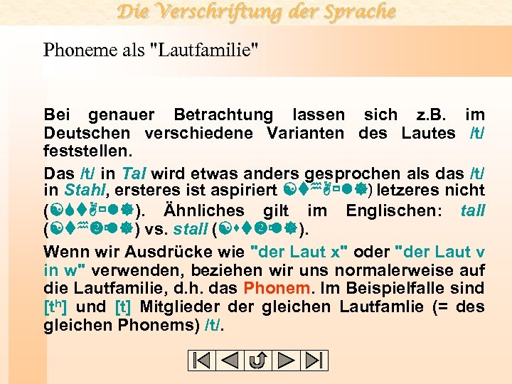 Die Verschriftung der Sprache Phoneme als 