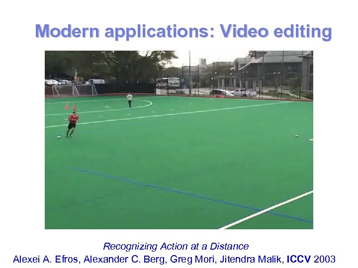 Modern applications: Video editing Recognizing Action at a Distance Alexei A. Efros, Alexander C.