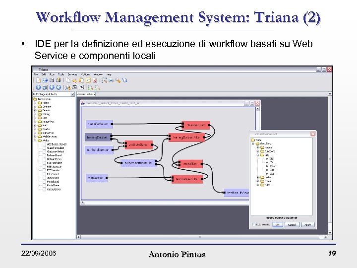 Workflow Management System: Triana (2) • IDE per la definizione ed esecuzione di workflow