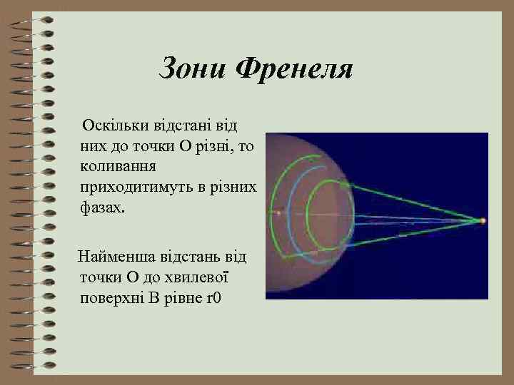 Зони Френеля Оскільки відстані від них до точки О різні, то коливання приходитимуть в