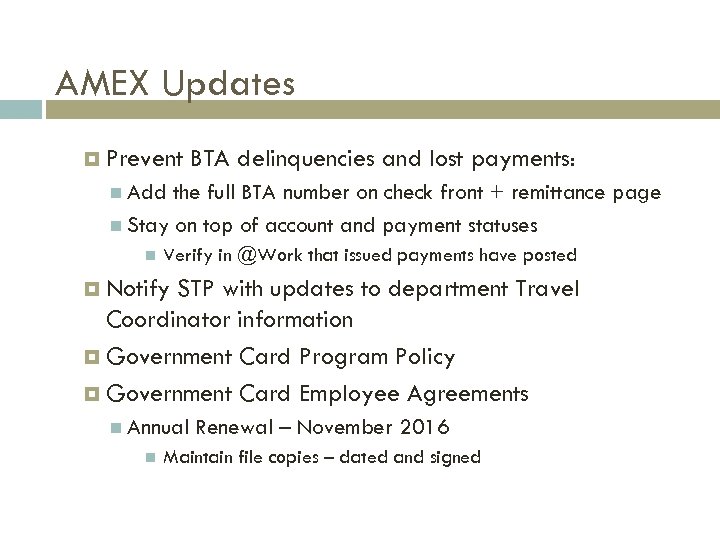 AMEX Updates Prevent BTA delinquencies and lost payments: Add the full BTA number on