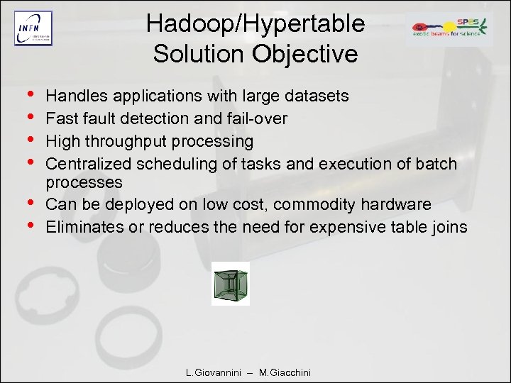 Hadoop/Hypertable Solution Objective • • • Handles applications with large datasets Fast fault detection