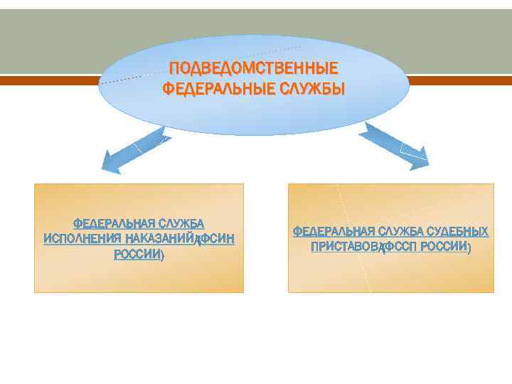 ПОДВЕДОМСТВЕННЫЕ ФЕДЕРАЛЬНЫЕ СЛУЖБЫ ФЕДЕРАЛЬНАЯ СЛУЖБА ИСПОЛНЕНИЯ НАКАЗАНИЙ ФСИН РОССИИ ФЕДЕРАЛЬНАЯ СЛУЖБА СУДЕБНЫХ ПРИСТАВОВ ФССП