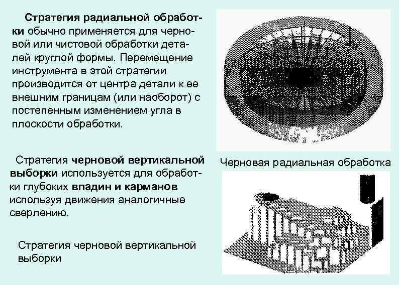 Стратегия радиальной обработки обычно применяется для черновой или чистовой обработки деталей круглой формы. Перемещение