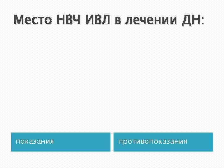 Место НВЧ ИВЛ в лечении ДН: показания противопоказания 