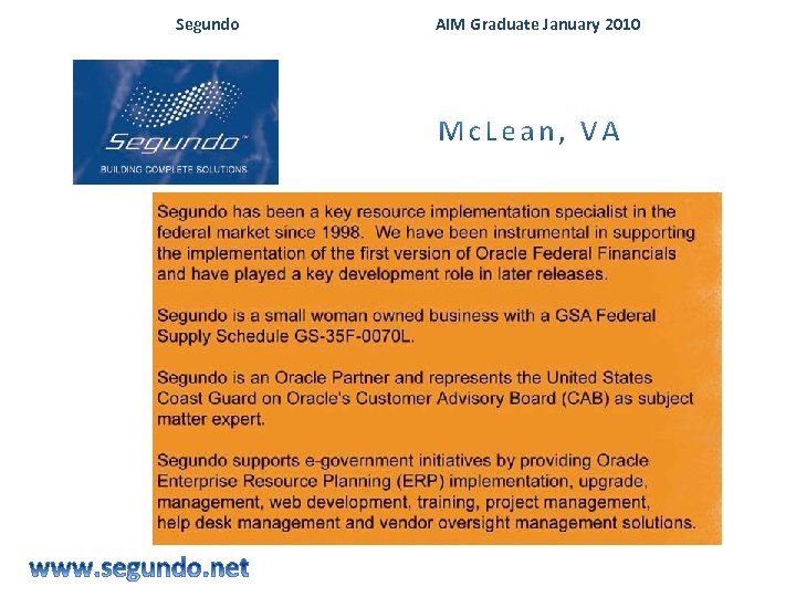 Segundo AIM Graduate January 2010 