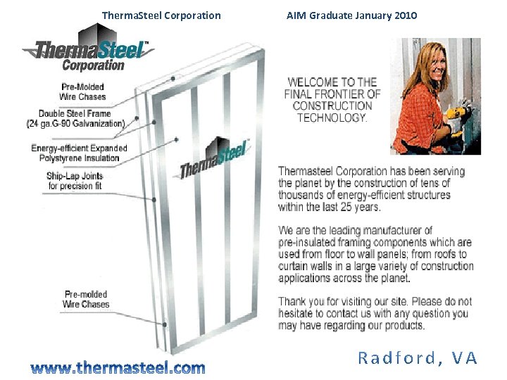 Therma. Steel Corporation AIM Graduate January 2010 