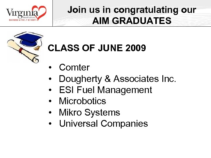 Join us in congratulating our AIM GRADUATES CLASS OF JUNE 2009 • • •