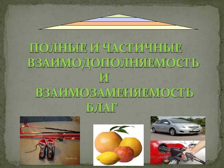 ПОЛНЫЕ И ЧАСТИЧНЫЕ ВЗАИМОДОПОЛНЯЕМОСТЬ И ВЗАИМОЗАМЕНЯЕМОСТЬ БЛАГ 