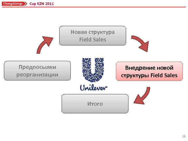 Новая структура Field Sales Предпосылки реорганизации Внедрение новой структуры Field Sales Итого 16 