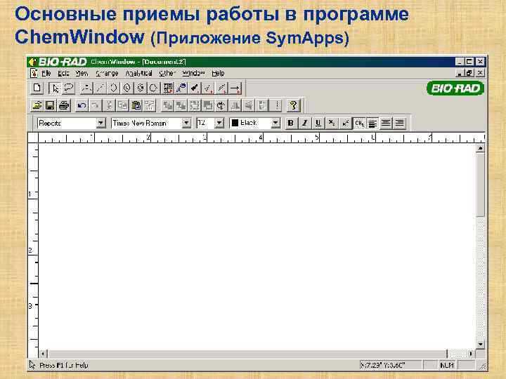 Основные приемы работы в программе Chem. Window (Приложение Sym. Apps) 