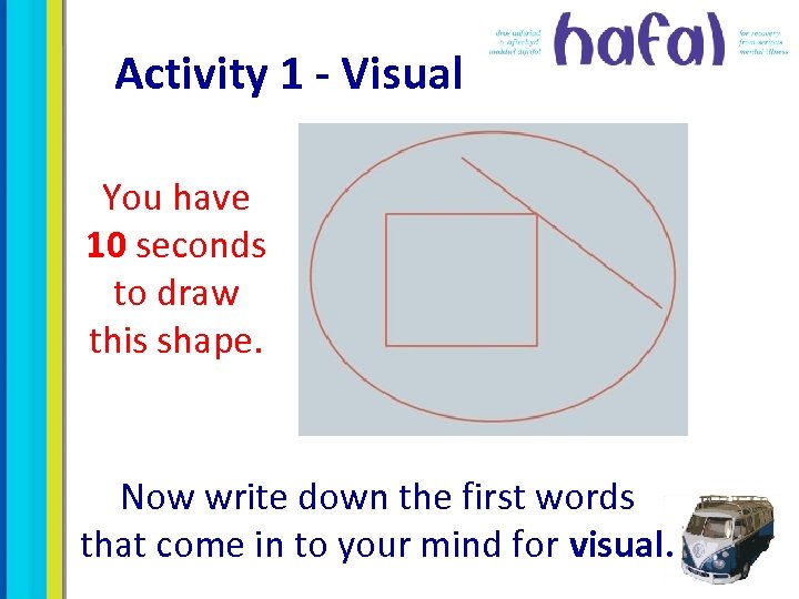 Activity 1 - Visual You have 10 seconds to draw this shape. Now write