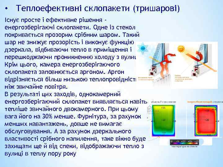  • Теплоефективні склопакети (тришарові) Існує просте і ефективне рішення енергозберігаючі склопакети. Одне із