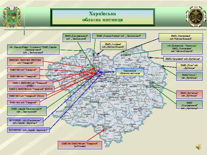 Харківська обласна митниця ВМО „Сортувальний” м/п „ Залізничний” ВМО „Козача Лопань” м/п „ Залізничний”