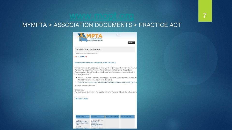 www. mopt. org MYMPTA > ASSOCIATION DOCUMENTS > PRACTICE ACT M 7 